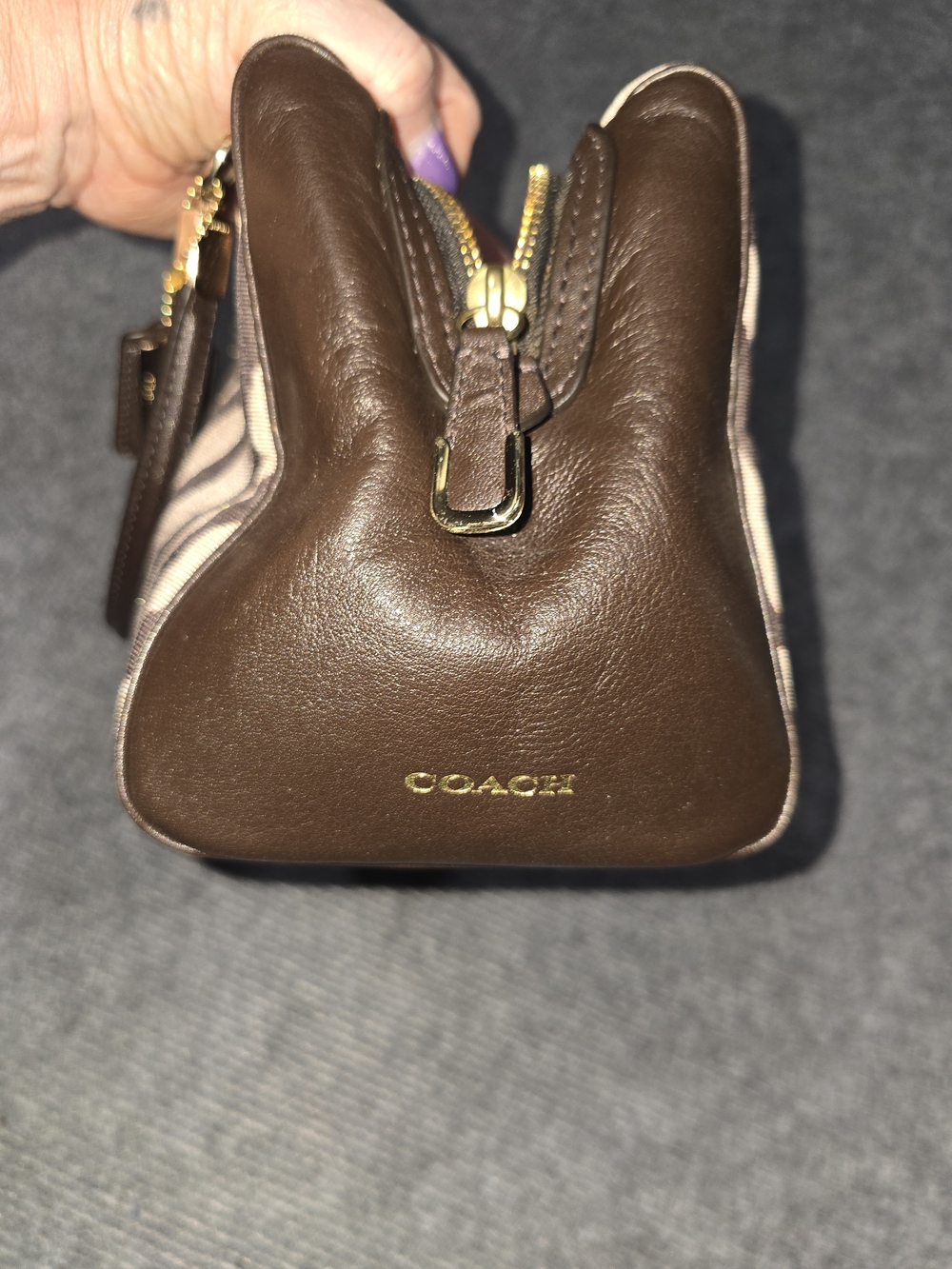 Coach Madison Madeline 26634 Zebra Print Brown Leather Satchel Crossbody Bag - Picture 12 of 16